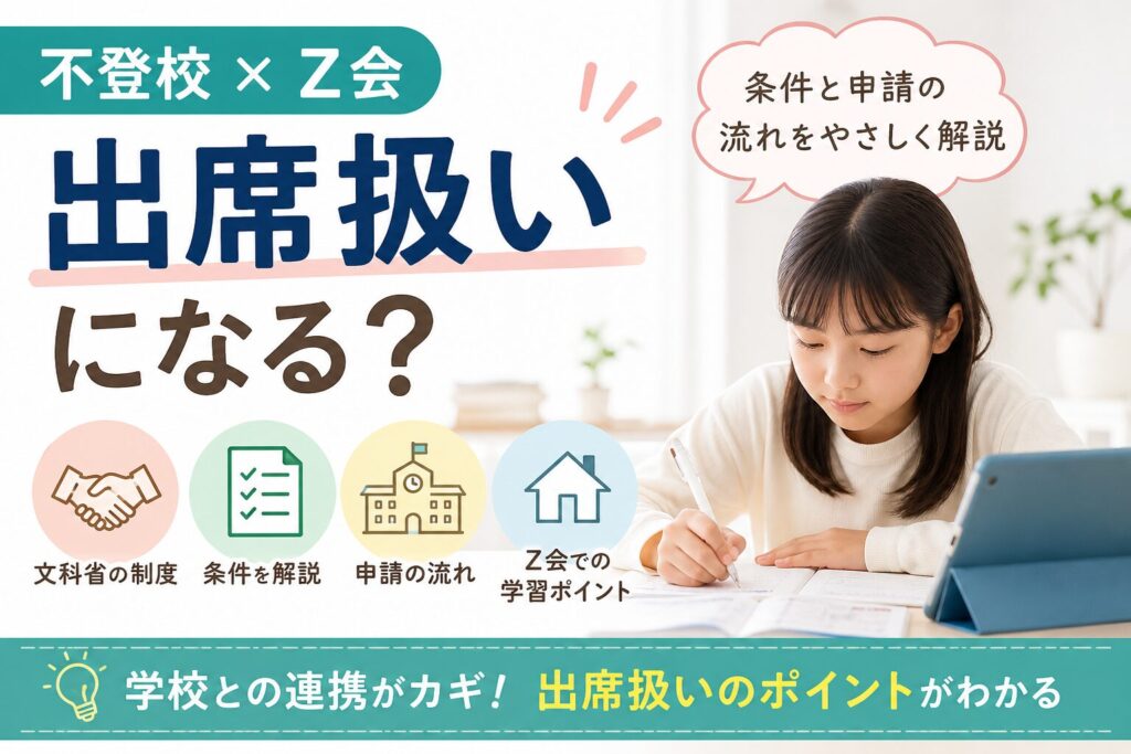 【不登校×Z会】出席扱いになる？条件と申請の流れをやさしく解説
