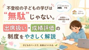 不登校の子どもの学びは”無駄”じゃない。出席扱い・成績評価の制度をやさしく解説