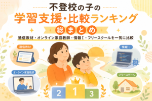 不登校の子の学習支援・比較ランキング総まとめ｜通信教材・オンライン家庭教師・情報Ⅰ・フリースクールを一気に比較