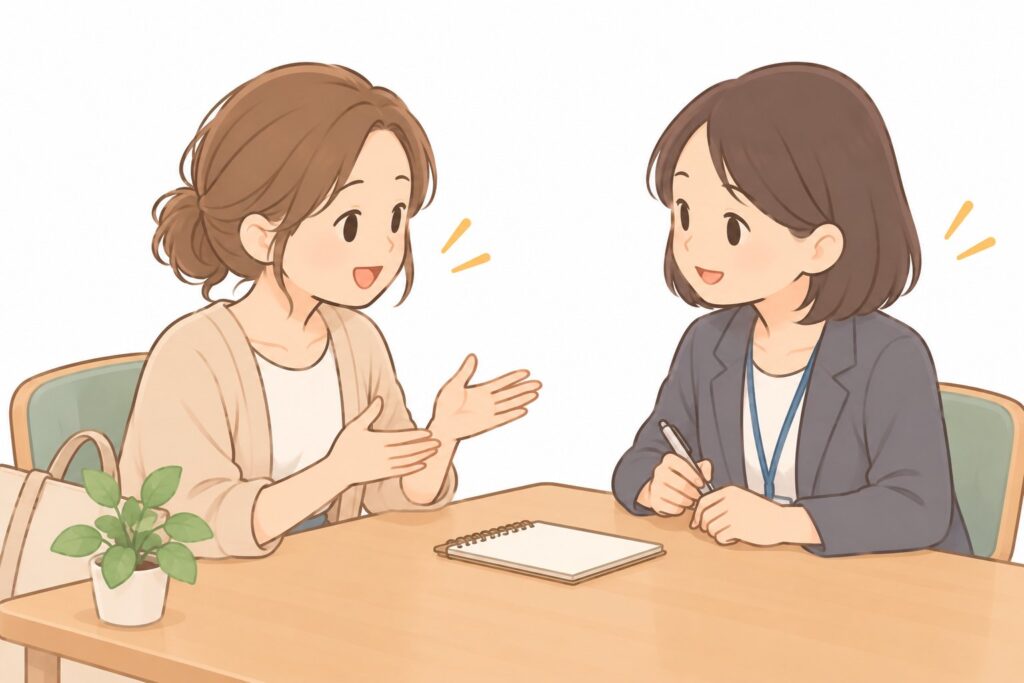 質問メモを持って、先生と前向きに話し合う三者面談
