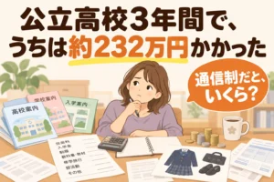 公立高校3年間で、うちは約232万円かかった。通信制だと、いくらになる?調べて並べてみた