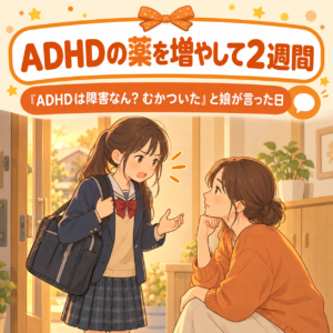 ADHDの薬を増やして2週間。「ADHDは障害なん？むかついた」と娘が言った日。